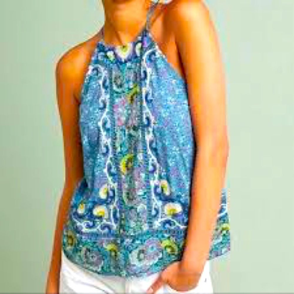 Anthropologie Boho Floral Embroidered Tank Top - Size 12 - Picture 2 of 16